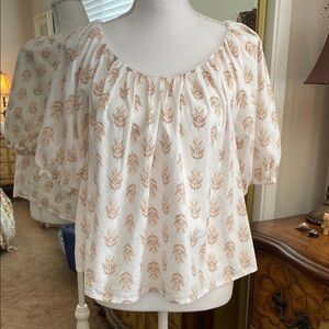 Old Navy Cream Flutter Sleeve Smocked Blouse